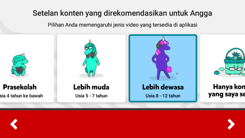 Cara membuat profil baru diaplikasi Youtube Kids 11 pilih konten yang sesuai dengan umur anak