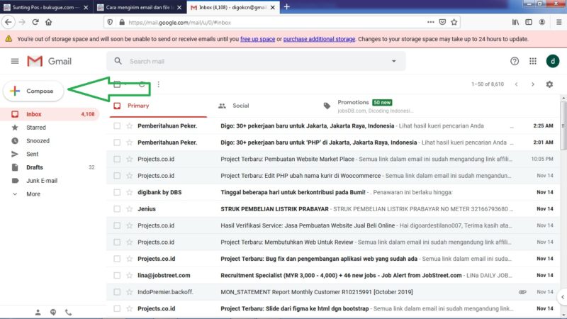 Cara mengirim email GMAIL (lewat HP dan Komputer) 1 Halaman awal Gmail