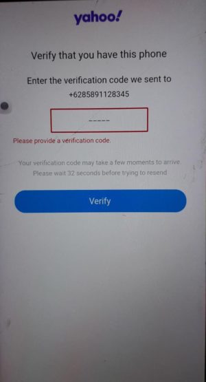 Cara membuat email Yahoo baru 9 Diminta memasukkan kode verifikasi yang dikirim oleh yahoo