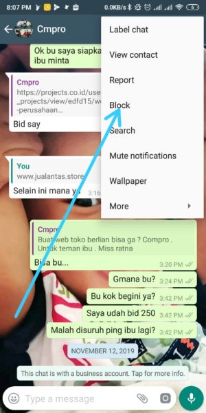 Cara menyembunyikan status online whatsapp agar terlihat offline 9 Block kontak