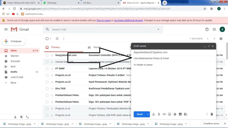 Cara mengirim file (foto, video, dokumen, dll) lewat gmail 12 Masukkan Alamat Email Tujuan