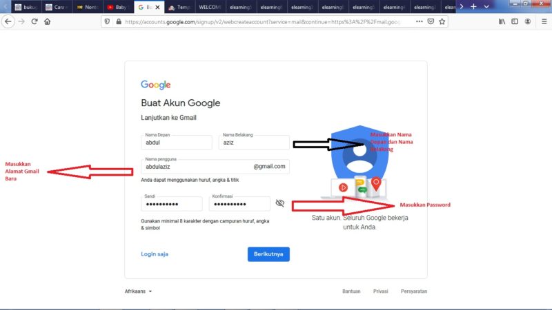 Cara membuat email gmail 25 Masukkan Data Identitas