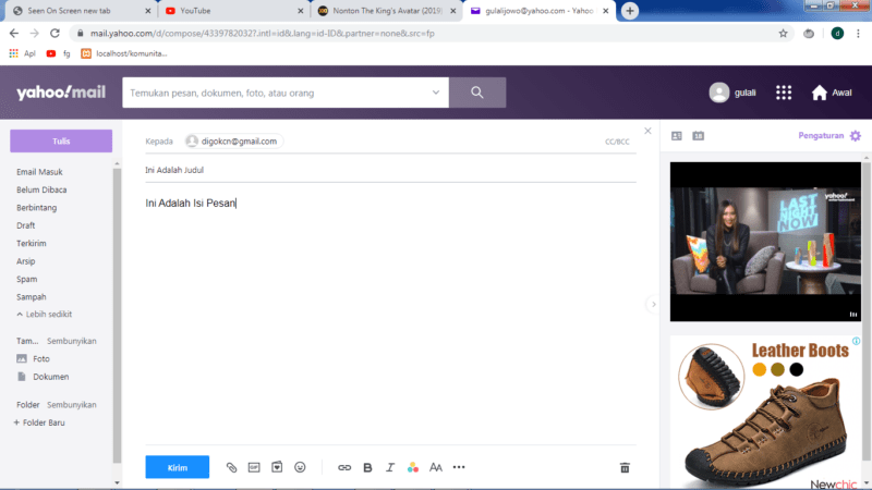 Cara mengirim file (foto, video, zip, dll) lewat email yahoo 11 Masukkan Alamat