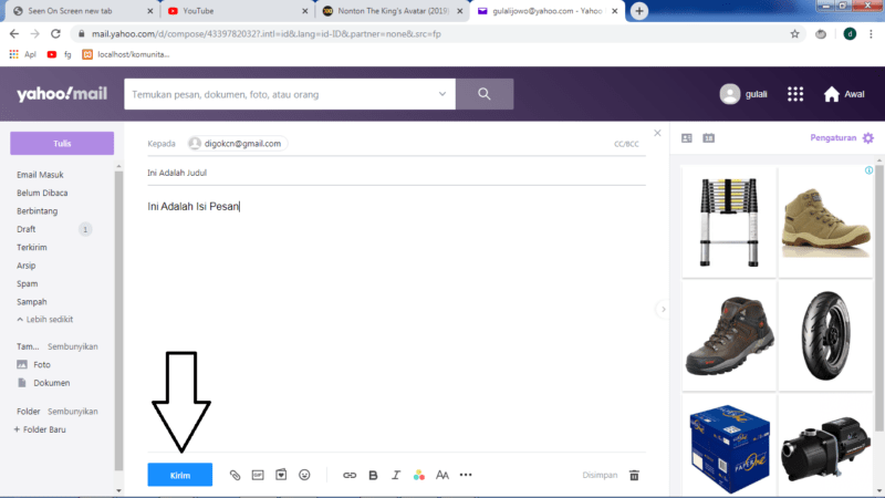 Cara mengirim file (foto, video, zip, dll) lewat email yahoo 12 Pesan Terkirim