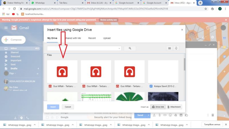 Cara mengirim file besar (diatas 25 MB) lewat Gmail (di HP atau PC) 24 Pilih File