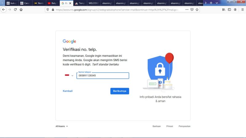 Cara membuat email gmail 26 Masukkan Nomor Telpon