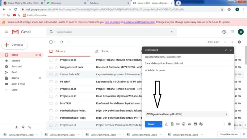 Cara mengirim file (foto, video, dokumen, dll) lewat gmail 15 Lampiran Berhasil diambil