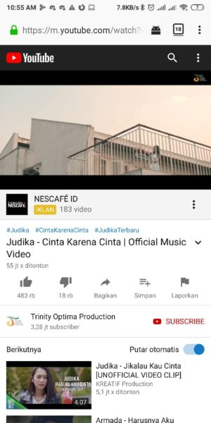 Cara memutar video Youtube di latar belakang ponsel kalian 9 Youtube tampilan Smartphone