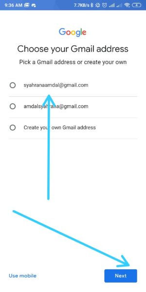 Cara membuat email gmail 16 Pilih Alamat Email
