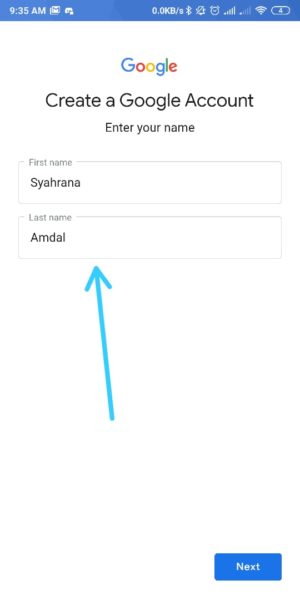 Cara membuat email gmail 14 Masukkan Nama Depan dan Nama Belakang