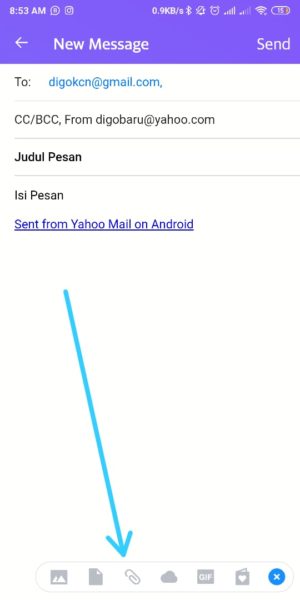 Cara mengirim file (foto, video, zip, dll) lewat email yahoo 6 tap icon attachment