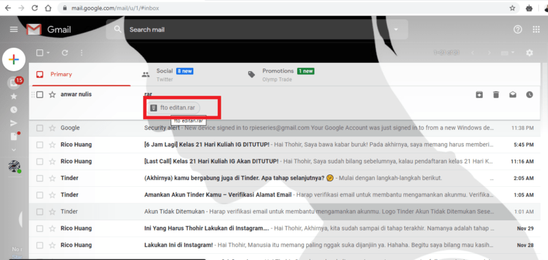 Cara mengirim folder (dan isinya) lewat gmail 55 klik file rarnya