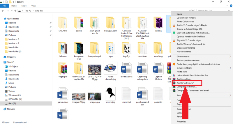 Cara mengirim folder (dan isinya) lewat gmail 43 klik menu add to rar