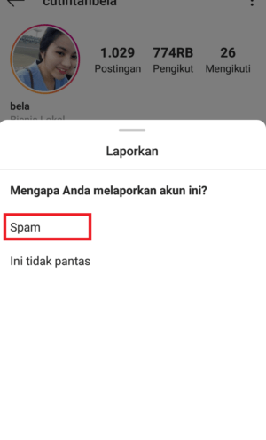 Cara melaporkan Spam & Akun Palsu di Instagram 17 pilih spam