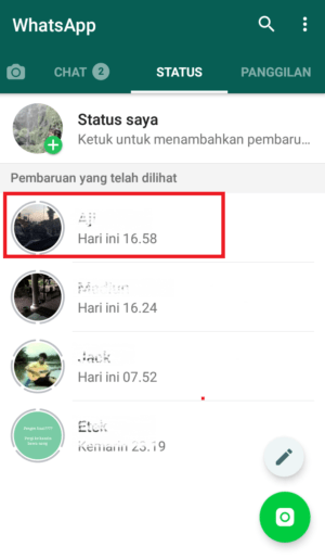 Cara membisukan status whatsapp teman 3 buka tab status