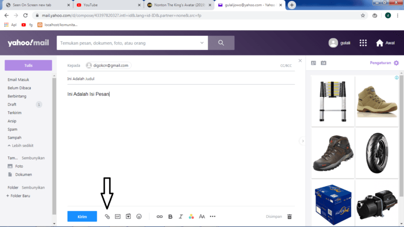 Cara mengirim file (foto, video, zip, dll) lewat email yahoo 13 Halaman Tulis Pesan