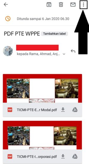 Fitur "tunda" atau "snooze" di Gmail untuk "menunda" email masuk 12 Memilih ikon titik tiga untuk memunculkan menu
