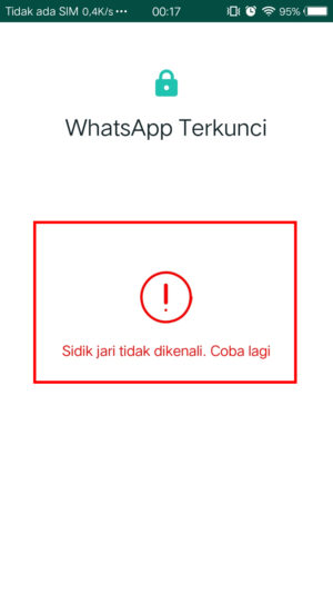 Cara membobol fitur fingerprint di whatsapp 1 Peringatan sidik jari tidak dikenali di whatsapp