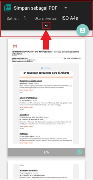 Cara menyimpan pesan email menjadi file pdf 3 Mengatur settingan sesuai keinginan sebelum disimpan menjadi file pdf