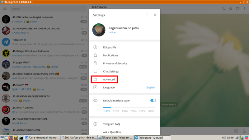 Cara export data telegram (untuk backup chat, kontak, dll) 8 Cara export data telegram (untuk backup chat, kontak, dll) 7
