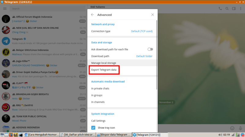Cara export data telegram (untuk backup chat, kontak, dll) 10 Cara export data telegram (untuk backup chat, kontak, dll) 9