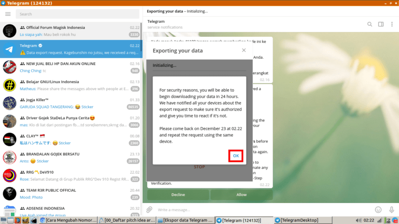 Cara export data telegram (untuk backup chat, kontak, dll) 16 Cara export data telegram (untuk backup chat, kontak, dll) 15