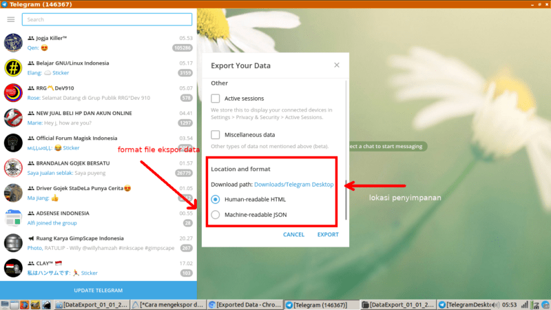 Cara export data telegram (untuk backup chat, kontak, dll) 14 Cara export data telegram (untuk backup chat, kontak, dll) 13