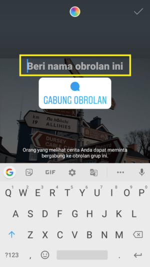 Cara membuat tombol "gabung obrolan" di Instagram Stories 6 beri judul group obrolan