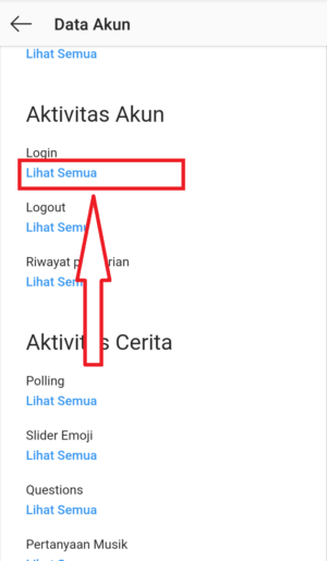 Cara mengetahui apakah instagram kalian dibuka di HP lain 8 scroll hingga aktivitas akun