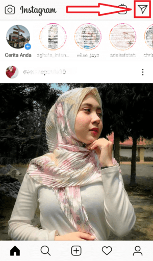 Cara Mengirim Stiker di DM Instagram 1 masuk icon pesawat pojok kanan atas