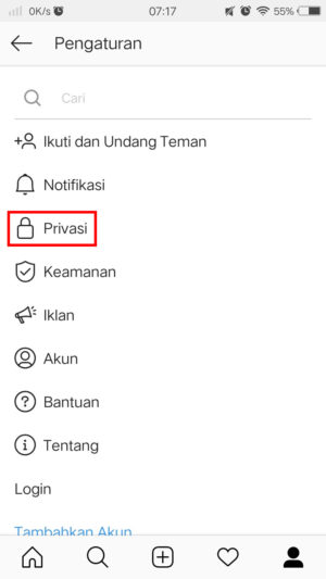 Cara menyembunyikan story Instagram kamu dari orang lain 4 Tab privasi Instagram.