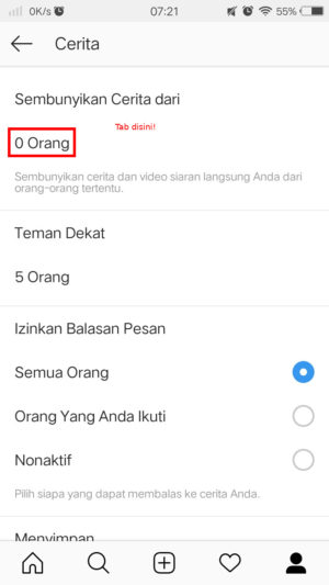 Cara menyembunyikan story Instagram kamu dari orang lain 6 Tab "sembunyikan cerita dari"