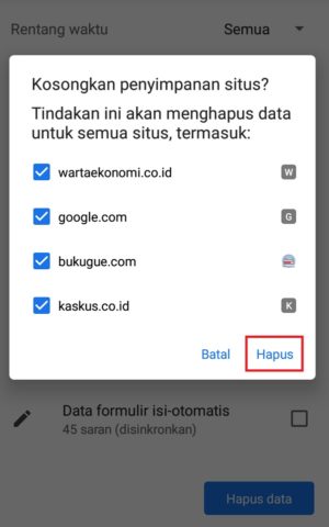 Apa itu cookies dan cache? Apa bedanya? 6 Pilih "hapus" untuk menghapus data situs