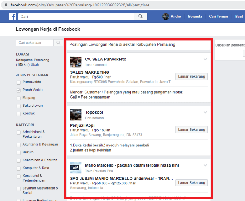 Cara mencari lowongan kerja di facebook 9 Cara mencari lowongan kerja di facebook 8
