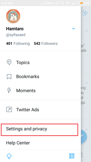 Cara mengganti username twitter lewat HP ataupun PC 16 tap settings and privacy untuk dapat membuka menu pengaturan pada aplikasi twitter for android