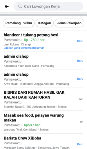 Cara mencari lowongan kerja di facebook 30 contoh halaman pekerjaan yang di tawarkan