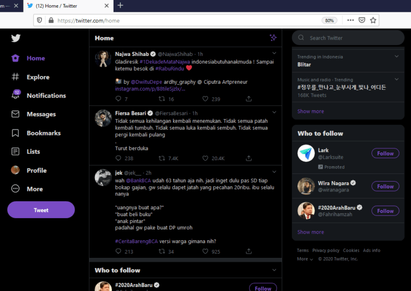Cara mengubah tampilan twitter jadi gelap dengan dark mode 23 hasil akhirnya