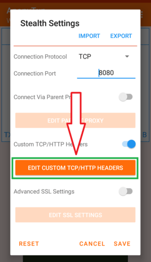 Cara WhatsApp-an Gratis Tanpa Kuota Tanpa Pulsa 14 Tap menu "EDIT CUSTOM TCP/HTTP HEADER"