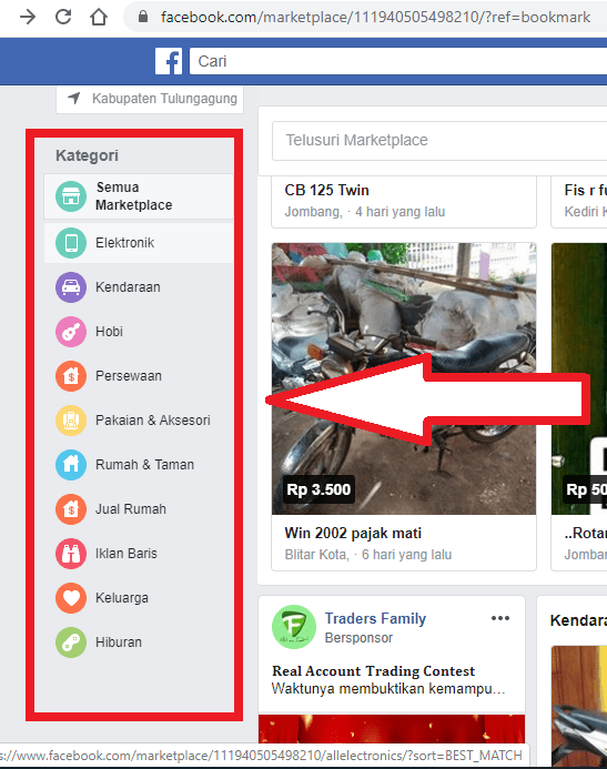 Cara Mencari Barang di Marketplace Facebook 2 pilih kategori barang yang di inginkan