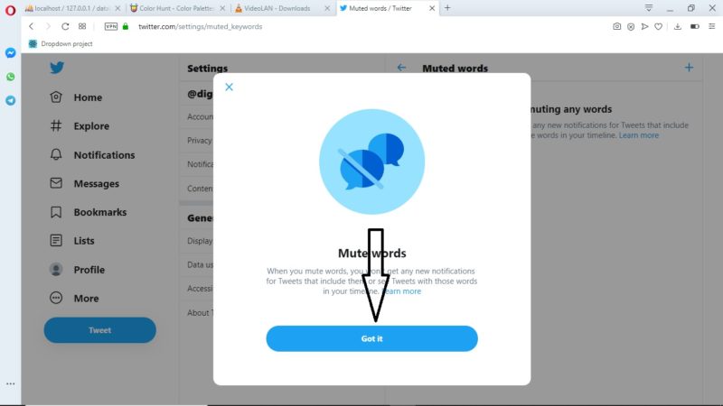 Cara membisukan kata tertentu di twitter 13 Pilih Got It