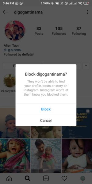Cara mem-blokir akun orang di Instagram 5 Pilih Block