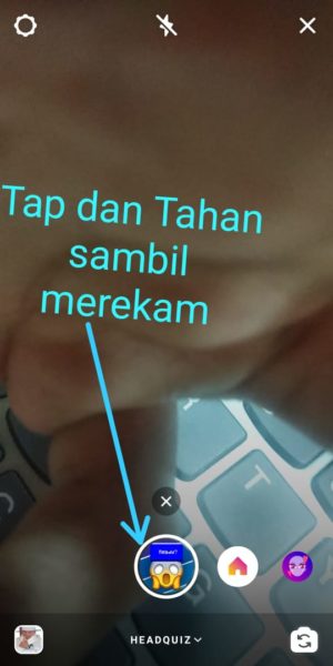 Cara main head quiz dengan filter headquiz di Instagram 12 Tap dan Tahan Tombol kamera