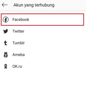 Cara menghubungkan Instagram ke Facebook 6 Tampilan daftar akun yang tertaut