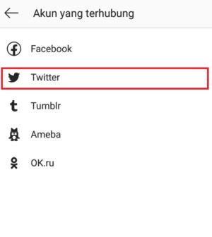 Cara menghubungkan Twitter ke Instagram 6 Tampilan daftar akun yang tertaut