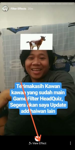 Cara main head quiz dengan filter headquiz di Instagram 4 Swipe ke atas