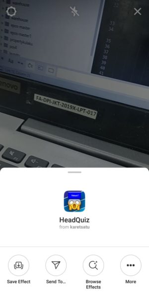 Cara main head quiz dengan filter headquiz di Instagram 7 Save Filter