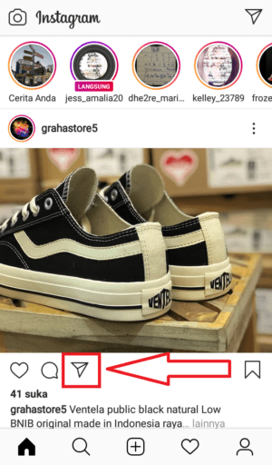Cara menambahkan efek background Spotify ke Instagram Stories 43 klik icon pesawat