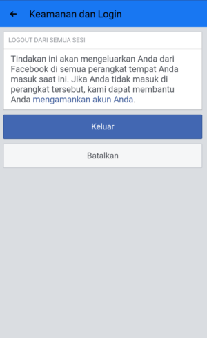 Cara logout akun Facebook dari perangkat lain 6 klik keluar