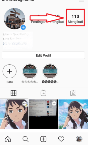 Cara melihat akun yang sering tampil di beranda Instagram kamu 2 klik menu "mengikuti"