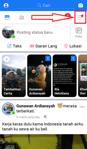 Cara logout akun Facebook dari perangkat lain 1 masuk icon baris tiga